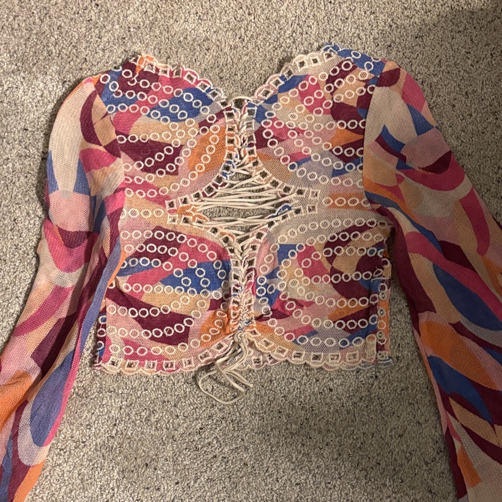 Free People Colorful Crochet Top